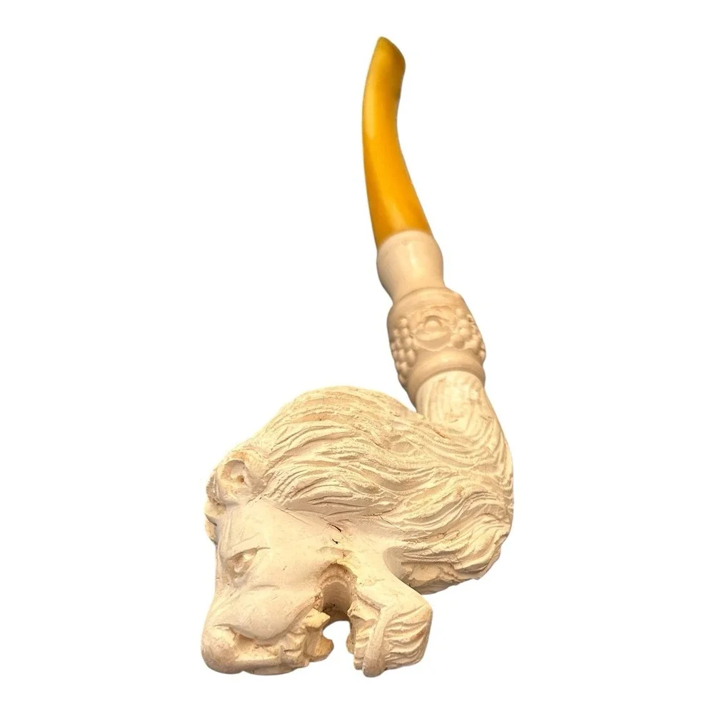 VTG Hand Carved Meerschaum Lion‎ Smoking Pipe